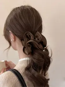 2PCS Satin Scrunchies Hair Ties for Women, Fashionable Hair Accessories - Big Silk Satin Scrunchie Exra Large Oversized Cute Scrunchy for Curl Thick Hair Versatile Solid Color Hair Tie Ponytail Hairstyle