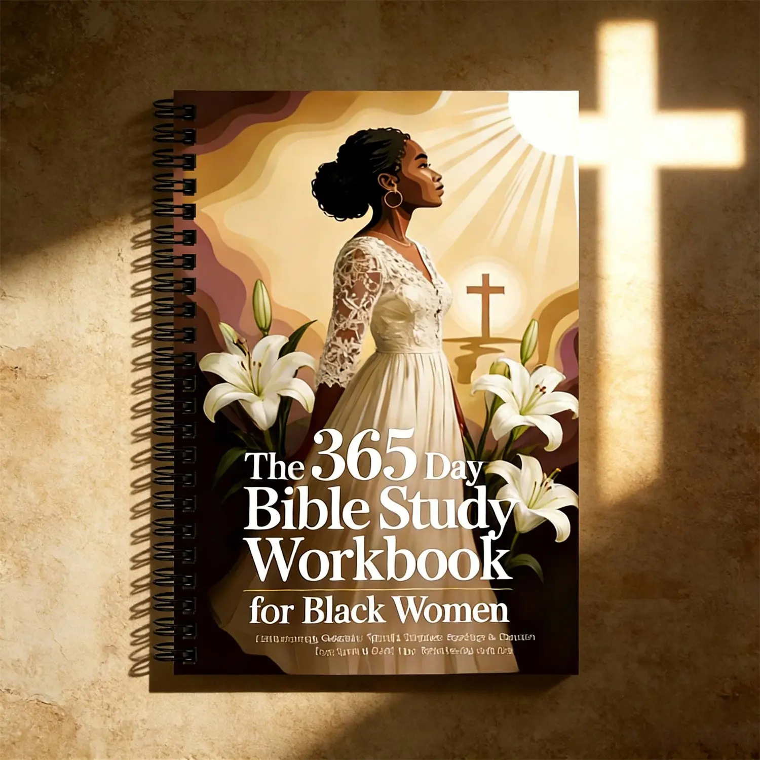 Spiral Bible Workbook - Read Complete in One Year, 52 Week Spiritual Plan, 365 Daily Reading, Daily Devotion, Theme Study + Meditation Space, Christian Gift, Black Women, Personal Growth, Quiet Illustrations