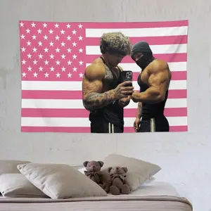 TREN TWINS Flag/Tapestry-Wall decor-Fan small for Room Indoor Decor Ornaments Celebrity USA Flag, Home Decor Banners Lightweight Hanging Peach