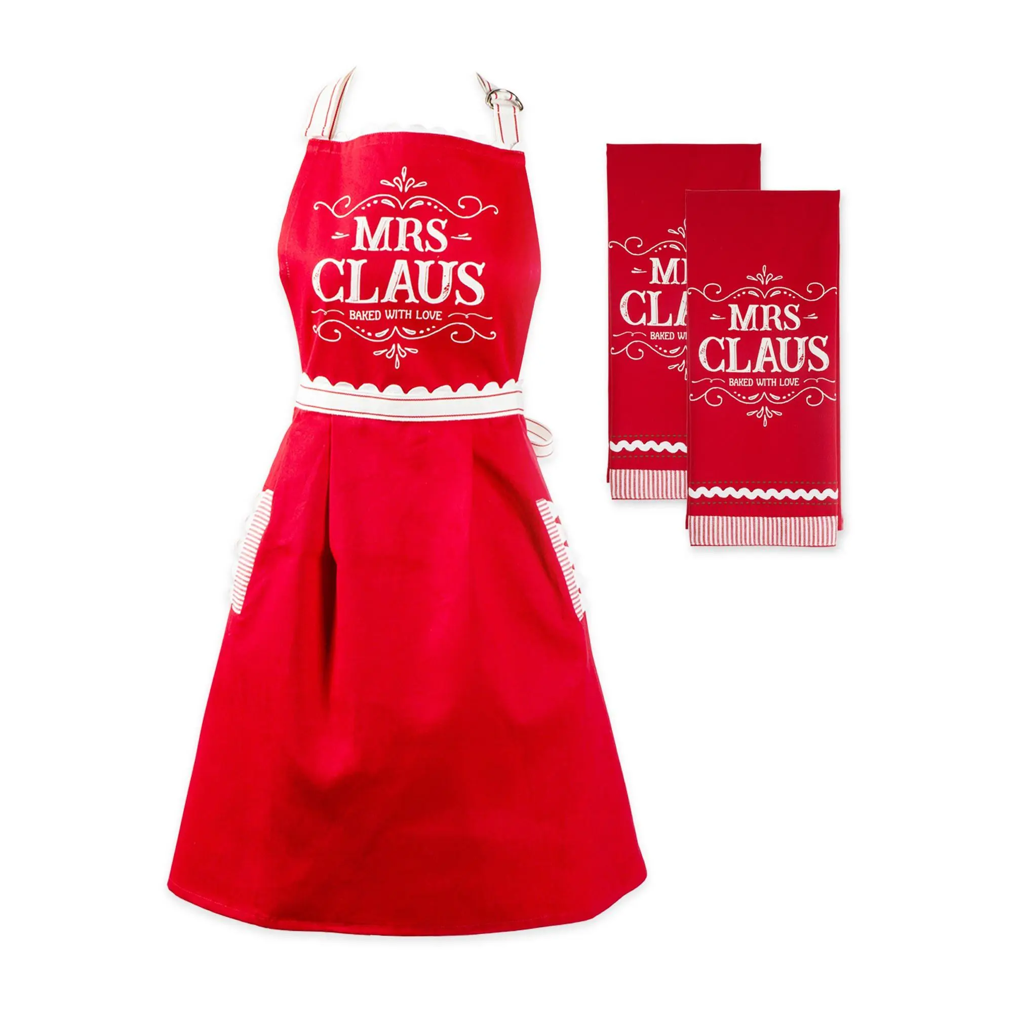 Design Imports 3-pc Mrs. Claus Apron and Dish T owel Set