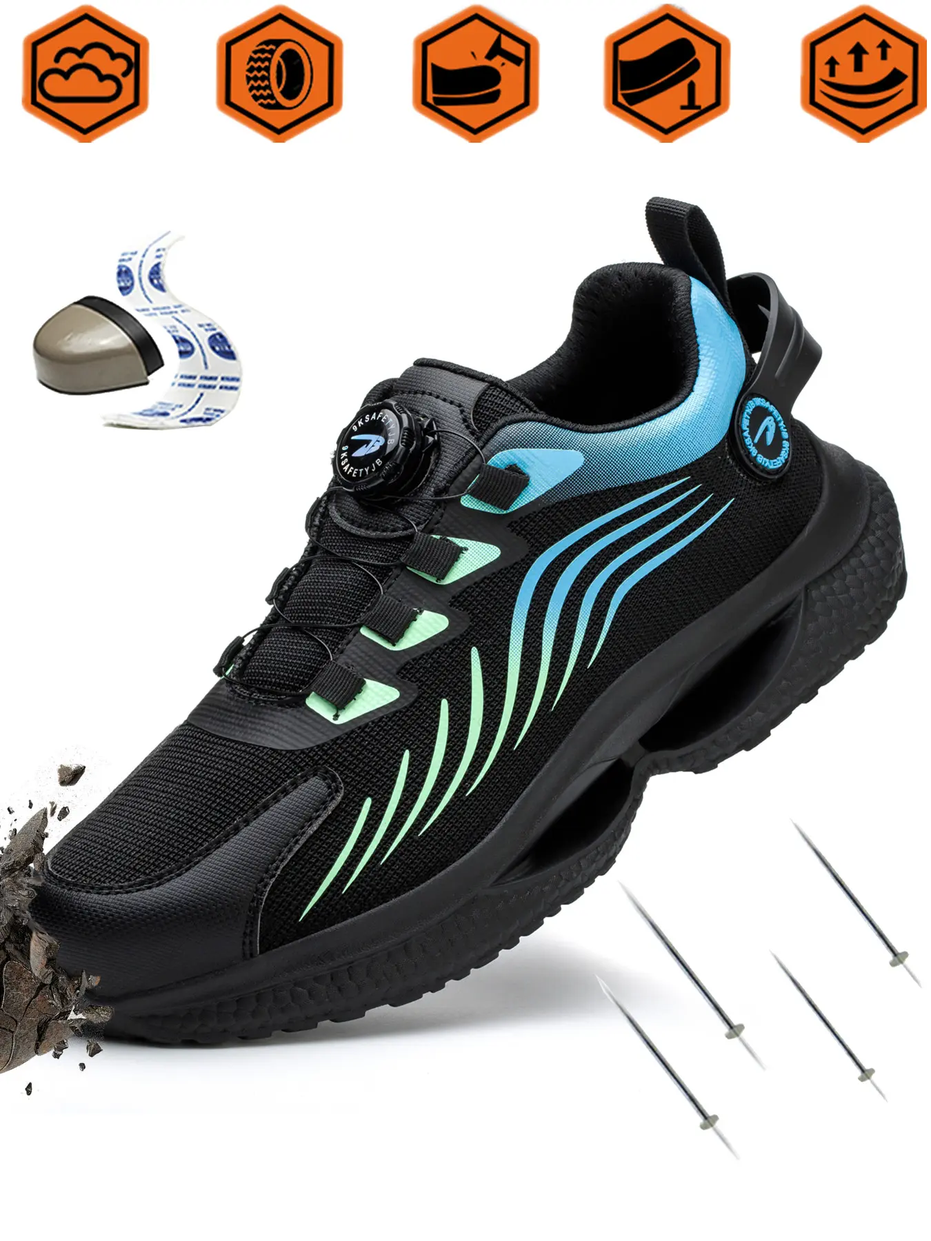 Safety Shoes Eu Standard Steel Toe Anti-Puncture Breathable Lightweight Sole Suitable for Daily Work Workwear Shoes Construction Mover Sizes 38-48 Steel Toe Trainers Casual Sneaker Trainer Athletic Sports Shoes Walking Shoes Training Footwear Closed