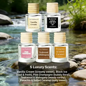 Car Perfume Air Freshener 4 Luxury Scents Vanilla Cream Black Ice Pink Champagne Teakwood Mahogany Pistachio Salted Caramel Long Lasting 60 Days