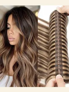 Women's Invisible Hair Extensions, Dual-Sided Holeless Design, Micro-Ring Flat PU Tape Hair Extensions, Suitable for All Women, Fashion DIY Hairstyles