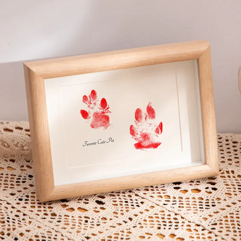 Handprint & Paw Print Keepsake Frame - DIY Art Display Stand for Couple, Dog & Cat Memorial Gift
