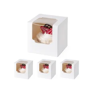 50-Pack Cupcake Containers with Window – Food-Grade Boxes with Inserts, Stackable Carrier for Baking & Parties