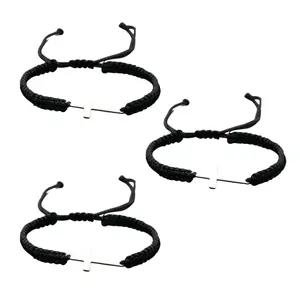 JointlyCreating Friendship Cross Bracelet Black String Rope Braided Adjustable Handmade Matching Couple Lucky Simple Religious Jewelry Gift