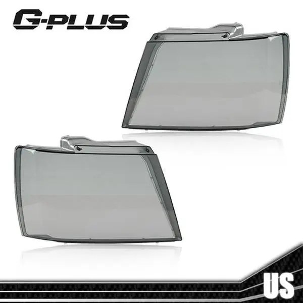 G-PLUS Transparent Smoke Headlight Replacement Lens, Automotive Car Accessory, Easy-to-Install Fit For 2007-2014 Chevy Avalanche, 2007-2014 Chevy Tahoe/Suburban Models, Car Accessories