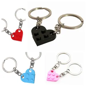 Cute Love Heart Building Block Keychain - Couples Friendship Key Ring, Birthday Gift for Women, Men, Girls, Boys, Versatile Design