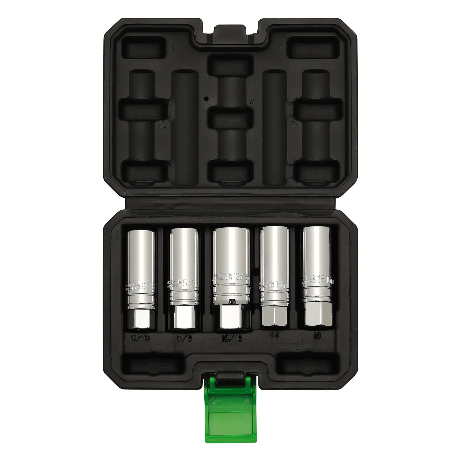 5 Piece 3/8-Inch Drive Magnetic Spark Plug Socket Set, Includes 14mm, 16mm Thin Wall Sockets and 9/16-inch, 5/8-inch, 13/16-inch Sockets, 6-Point and 12-Point, CR-V, Enhanced Magnetic Design#
