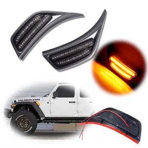2PCS Amber LED Turn Signal Air Vent lamps Lights For 2018 2019 2020 2021 2022 2023 Jeep Wrangler JL JT, Replace OEM  68297664AE、68297665AE