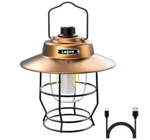 Lepro Vintage LED Camping Lantern Rechargeable, Power Bank, Christmas Decorations, Retro Style, Classic Railroad Lantern with Dimmable Control, Portable Hanging Tent Light for Camping, Power Outages