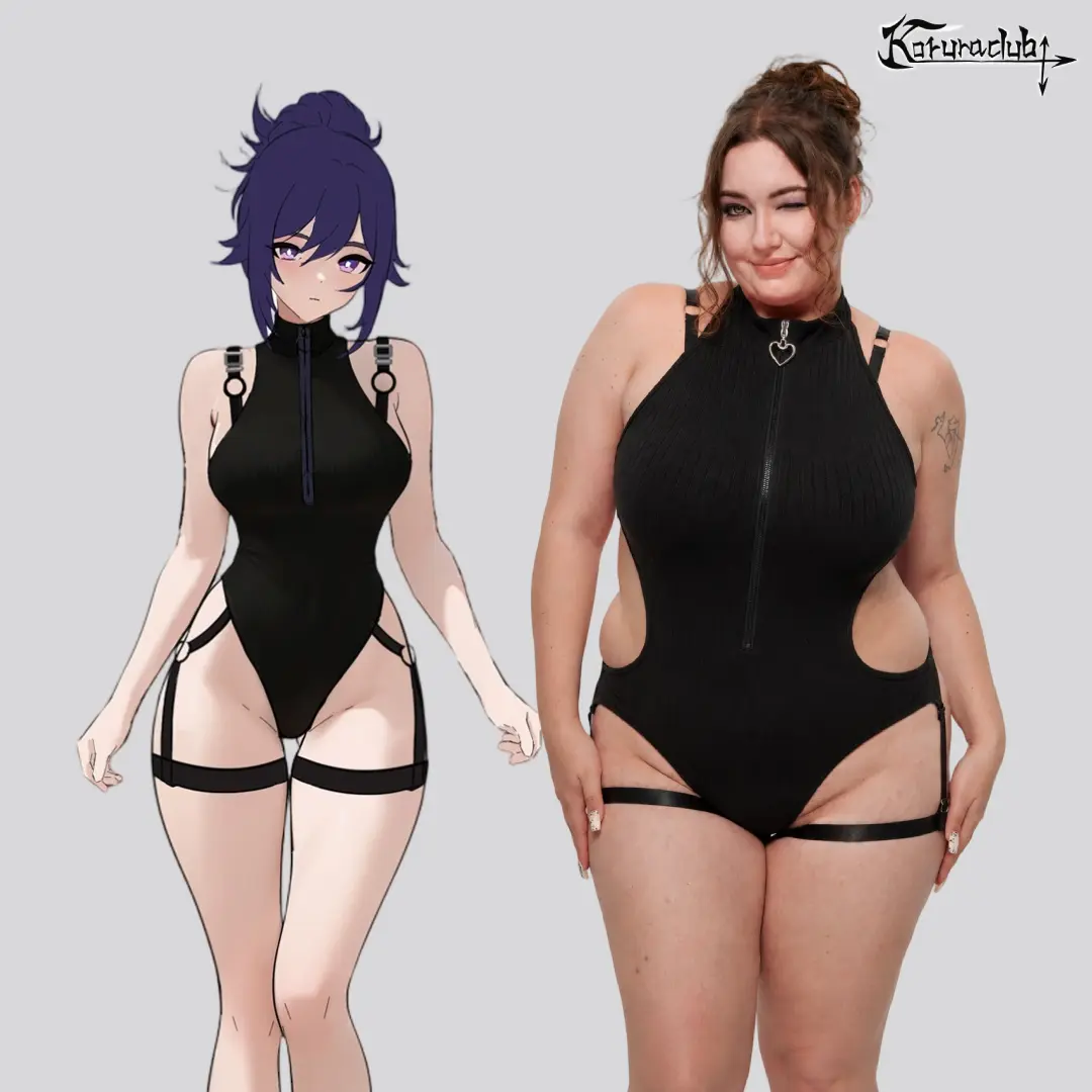 KORURACLUB Lady's Samurai Cosplay Bodysuit for Women - 1-Piece Anime Outfit with Zipper, White Accents, Women's Clothes & Accessories (KO124, Black) summerwins