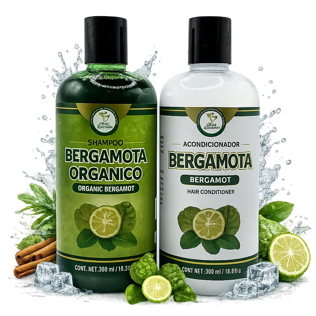 VIRAL Shampoo Organic Bergamot + Conditioner (16.9 fl oz) with Aloe Vera & Rosemary | SHAMPOO ORGÁNICO BERGAMOTA con Sábila & Romero + Acondicionador - 500 ml - Biotina