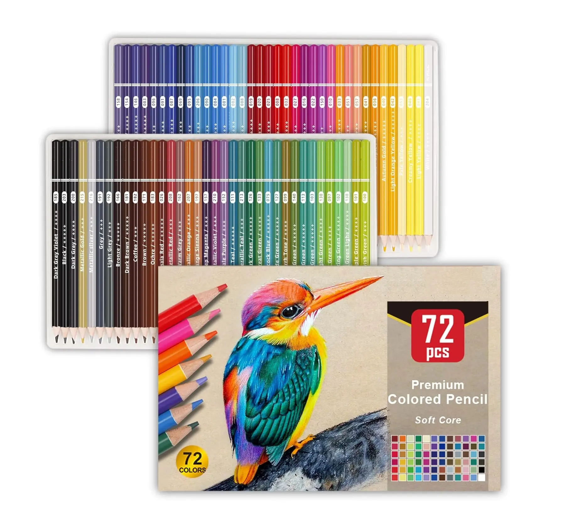 72-Count Colored Pencils Art Supplies Kit - Soft Core for Adult Coloring Books, Art Drawing, Blending, Shading - Ideal Gift for Adults, Kids Beginners