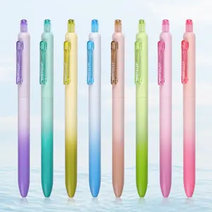 WRITECH Gel Pens Fine Point Smooth Writing Pens: 0.5mm Retractable Multicolor Ink No Smear Gradient Color Aesthetic Pen Barrel 8ct Writing Stationery for Journaling Notetaking Silent Click Colored Pen Set