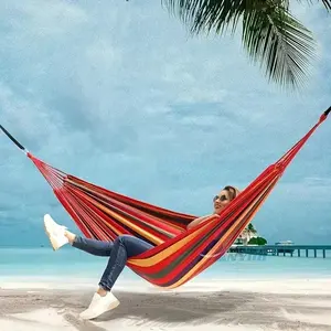 Portable Hammock with Storage Bag and Tree Rope, Hanging Tree Hammock for Indoor Outdoor Patio Backyard Camping, Stripe Pattern Hammock, Canvas Handbag Included