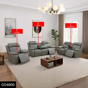 Breathable Leather Power Recliner Sofa Set, Reclining Sofa and Couch Set with USB Port/Cup Holder,2 Pieces Living Room Set with Reclining Couch and Loveseat