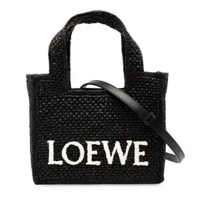 Pre-owned Loewe Straw Shoulder Bags Font Tote Mini Raffia Leather 2way Bag