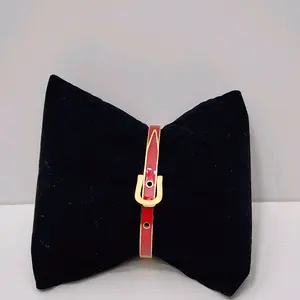 #222. 18K Gold Plated Red Belt Lock Bangle