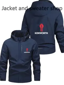 Men's Lightweight Polyester Fashion Hooded Jacket, Kw Print, Full Zipper Front, Casual Outdoor Spring Summer Coat