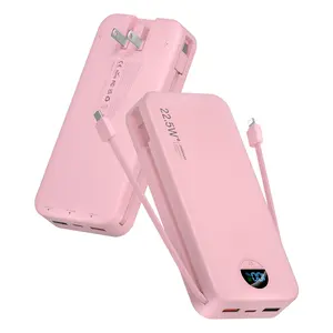 citicr 20000mAh Portable Power Bank,Portable Charger with Built-in Cables & Wall Plug,  Digital display screen，External Battery Pack Travel Essentials