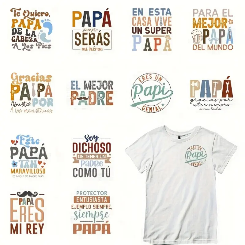 12 Sheets Heat Transfer Vinyl HTV Kit Father's Day Theme Love Like Mountain Sublimation Iron on Vinyl for T-Shirts Bags Hats Vibrant Color Easy Use