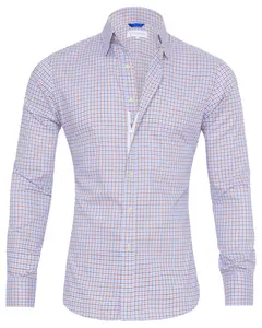 Wrinkle Resistant Plaid Oxford- Small Batch Series - Brown & Light Blue