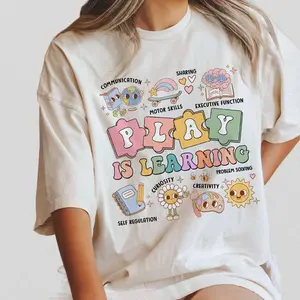 Teacher Shirt, Play Is Learning Teacher Tshirt, Back To School, Teacher Team Shirt, Gift for Teacher, Kindergarten Teacher, Teacher Appreciation Gifts, Teacher Gift, Comfort Shirt for Teacher, First Day of School, Love Teacher Tshirt, Women Top