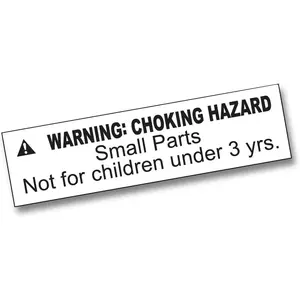 1,000 ASTM Compliant Warning Choking Hazard Stickers Small Parts Not for Children Under 3 Years 1 Roll of 1.5" x 0.4" Adhesive Labels (White Background/Black Text)