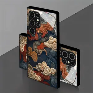 A Tempered Glass Phone Case Featuring a Blue Background with Colorful Cloud Patterns, Designed for Samsung Galaxy S26 S25 S24 S23 S22Pro S21 S20 Fe Plus Ultra Pro A56 A55 A54 A53 A52 A51 A36 A35 A34 A32 A26 A25 A24 A23 A16 A15 A14 A06 A05 A03s