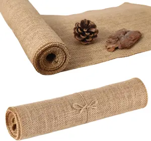 Burlap Table Runners -  and  Versatile  Jute Fabric Rolls -12x108Inches(1 Roll) Decor for Weddings,Partie,Events and -Rustic Style Tablecloth-DIY Crafts