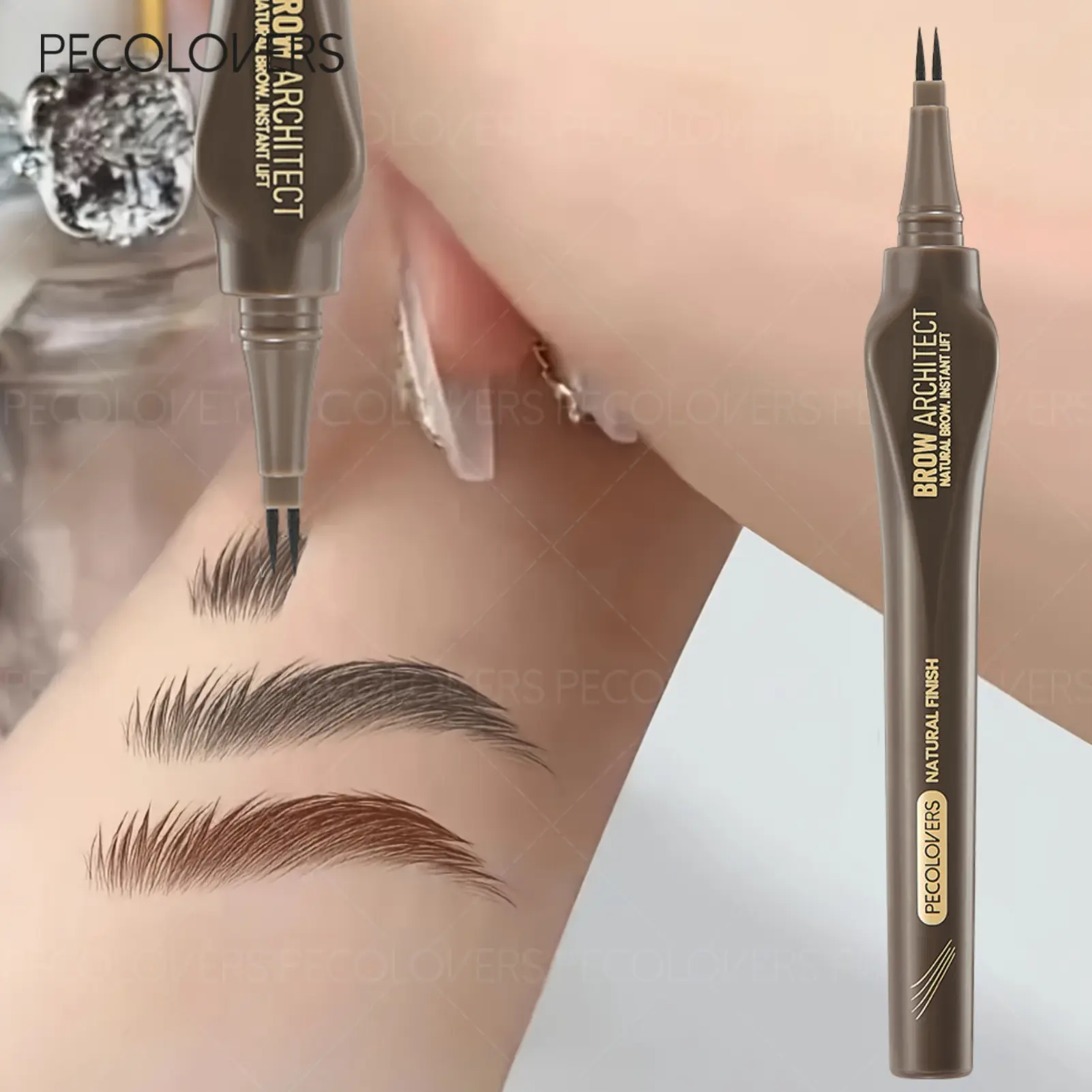 Ultra-Fine Pointed Eyebrow Pencil, Eyebrow Liquid - Waterproof, Sweat-Resistant, Long-Lasting Natural Look, Dual-Ended Tip Suitable for Beginners, Works for All Skin Types, Must-Have for Perfect Eyebrows Makeup, Eyebrow Makeup Products