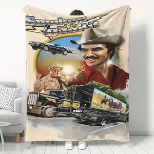 1pc Vintage Smokey and the Bandit II Flannel Throw Blanket - Soft, Cozy, All-Season, Hypoallergenic Polyester with Print - Ideal for Napping, Air Conditioning Wrap, and Decor - Machine Washable-280GSM