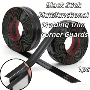 Black Stick Multifunctional Molding Trim Corner Guards, 1 PVC Edges Suitable for Table Edges, Caulk Strip Baseboard & Transition Strip for Wall, Floor, Table and Door Frame