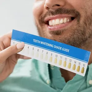 16-Color Teeth Whitening Shade Guide, Portable Reusable Plastic, Home/clinic Use, Professional Dental Color Comparison Tool