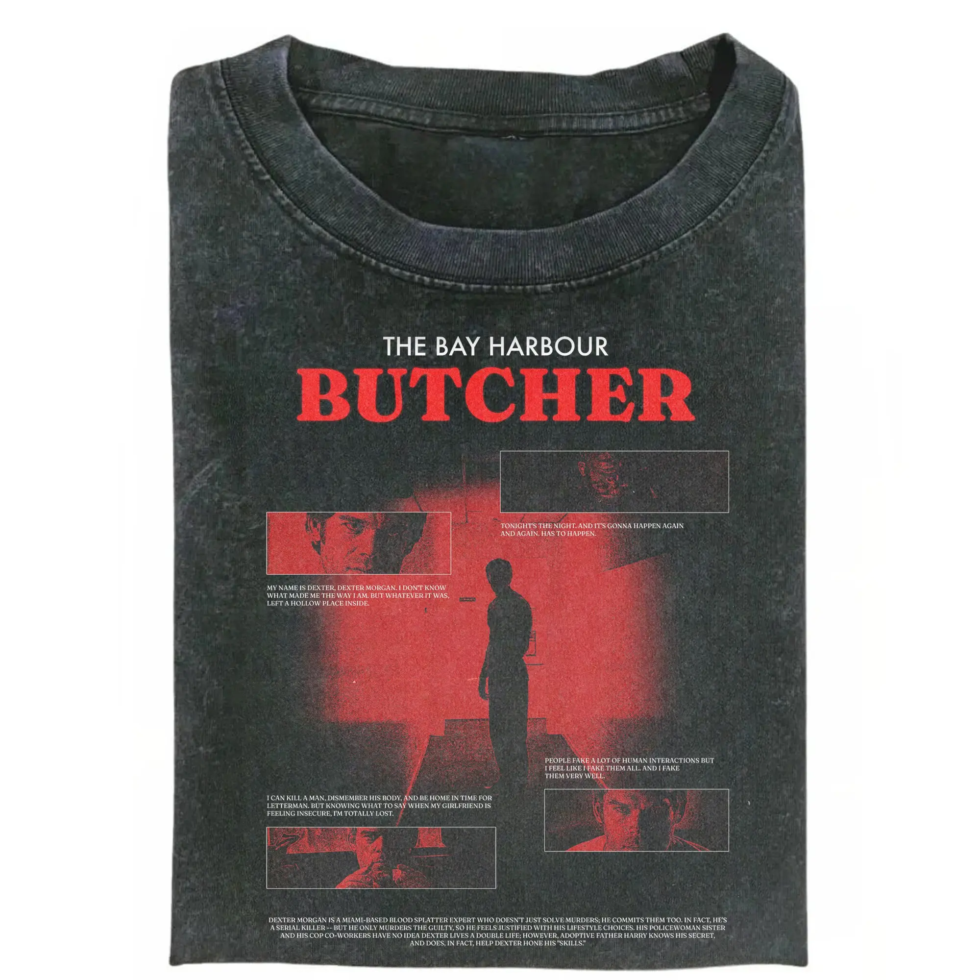 Vintage Bay Harbour Butcher Shirt, Dexter TV Show Tee, Horror Graphic Tee, Dexter Movie T-Shirt, Dexter Morgan Graphic Tee, Retro Aesthetic Top, Classic Streetwear, Gift for Men, Gift for Women, Crew Neck T-shirt, Trending T-shirt
