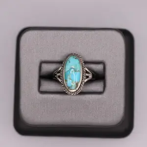 Sterling Silver Stone Ring - Oval Turquoise Sterling Silver Stone Ring - Oval Turquoise