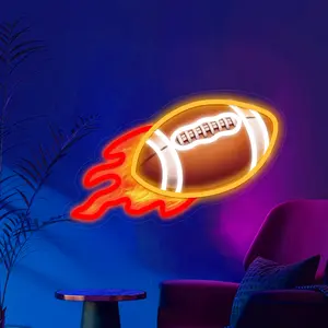 【Rugby Neon Signs】LED Neon Sign,Room Wall/Desk Rocket Neon Signs Decor, Rugby Lighting Signs for Boys,for Home Shop School Bar, Pub,Club,Funny Sign Gift