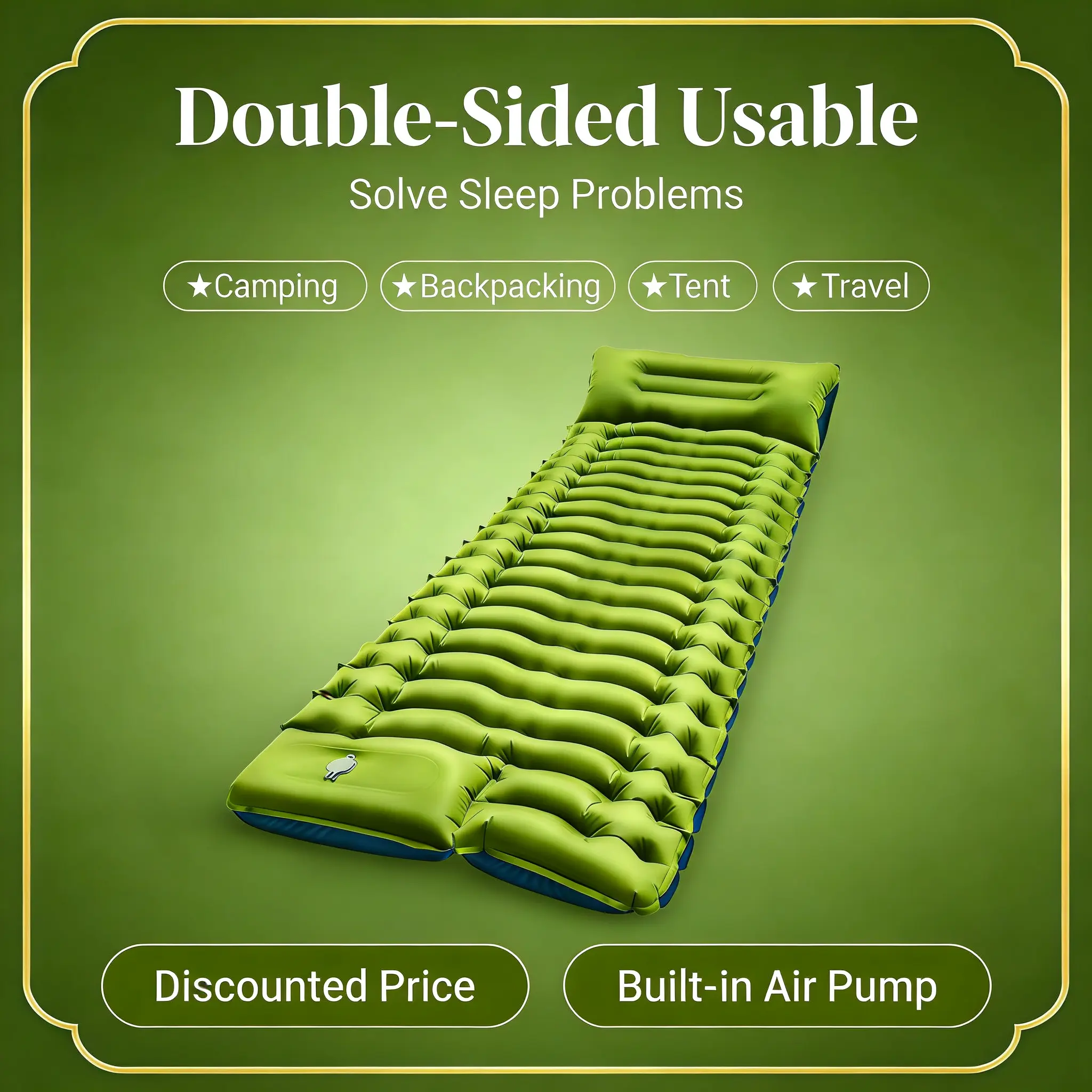 Dura-Beam Twin Inflatable Portable Airbed (190x65x15cm) - Camouflage Camping Gear with ft Pump, Hunting Blind Sleeping Pad, Insect-Proof Self-Inflating Travel Mattress for Outdoor Sports, Stability Fit, Sleeping Pad For Camping, 190Cm, Double-Sided, Filli