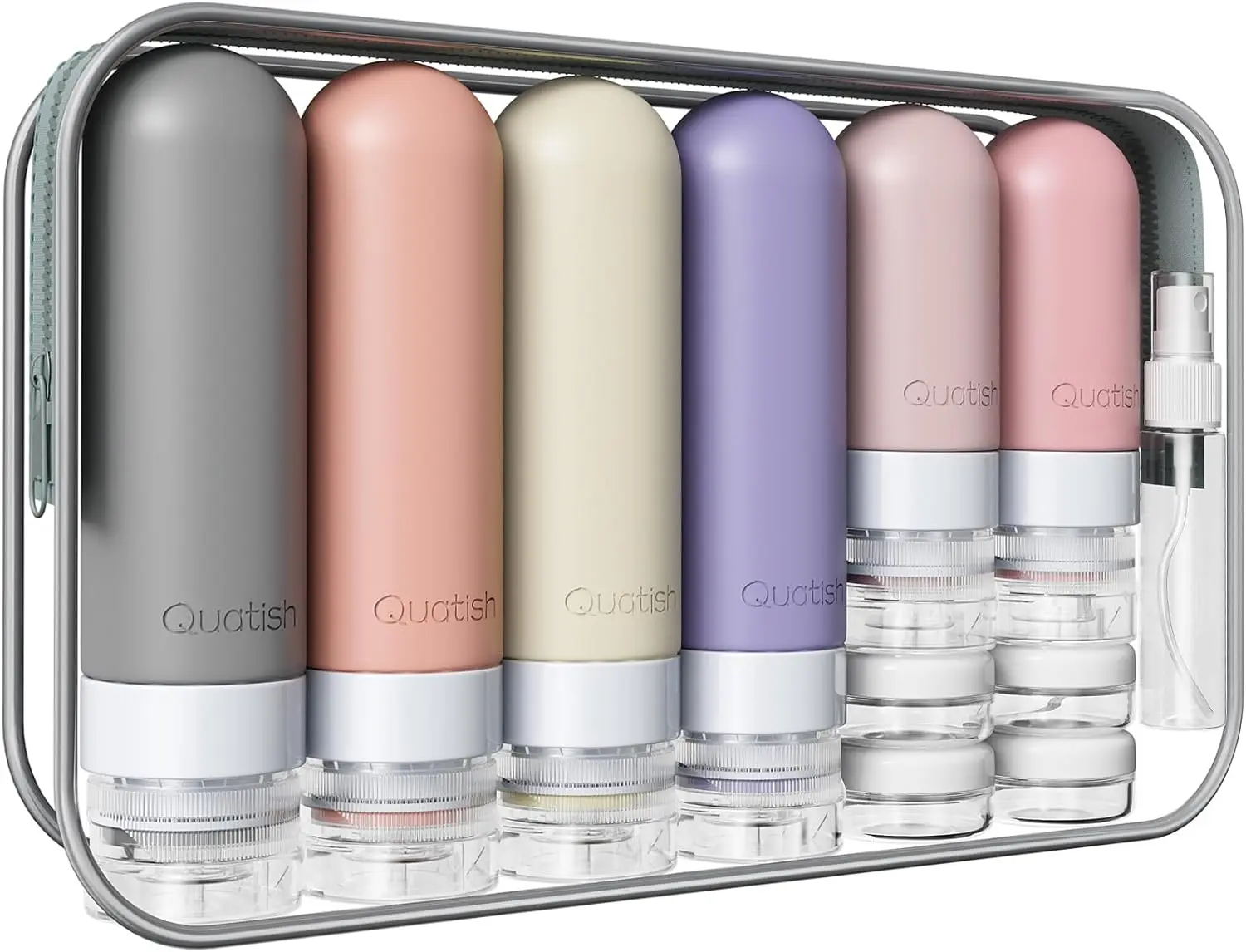 Dusty Pink 20-Pack TSA-Approved Travel Toiletry Bottles - Original Patented Leakproof Spill-Free Silicone Containers for Shampoo, Conditioner - Women Airline/Cruise Travel Essentials, Makeup, Men's Stuff