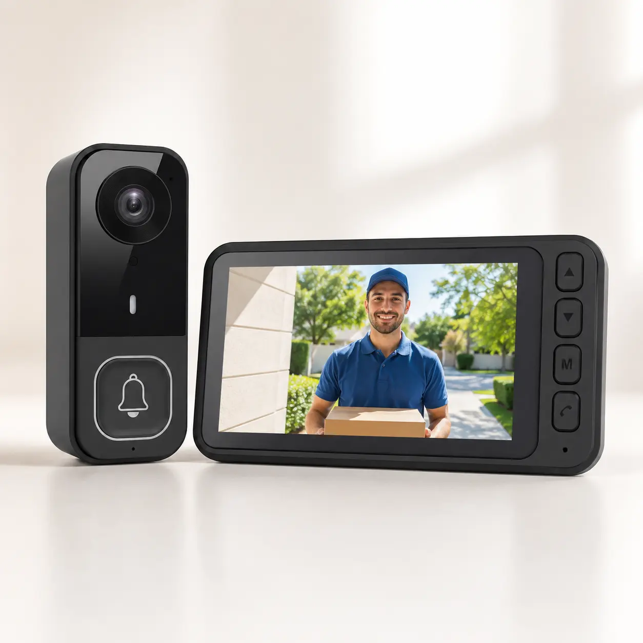 Wireless Video Doorbell Camera Kit with 4.5in Indoor Monitor, 1080P HD Doorbell Camera, No WiFi/App Required, 2-Way Talk, Night Vision, TF Card Recording, No Monthly Fees