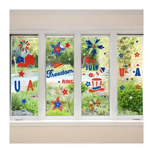 Northlight S/6 Double Sided Patriotic Gel Window Clings
