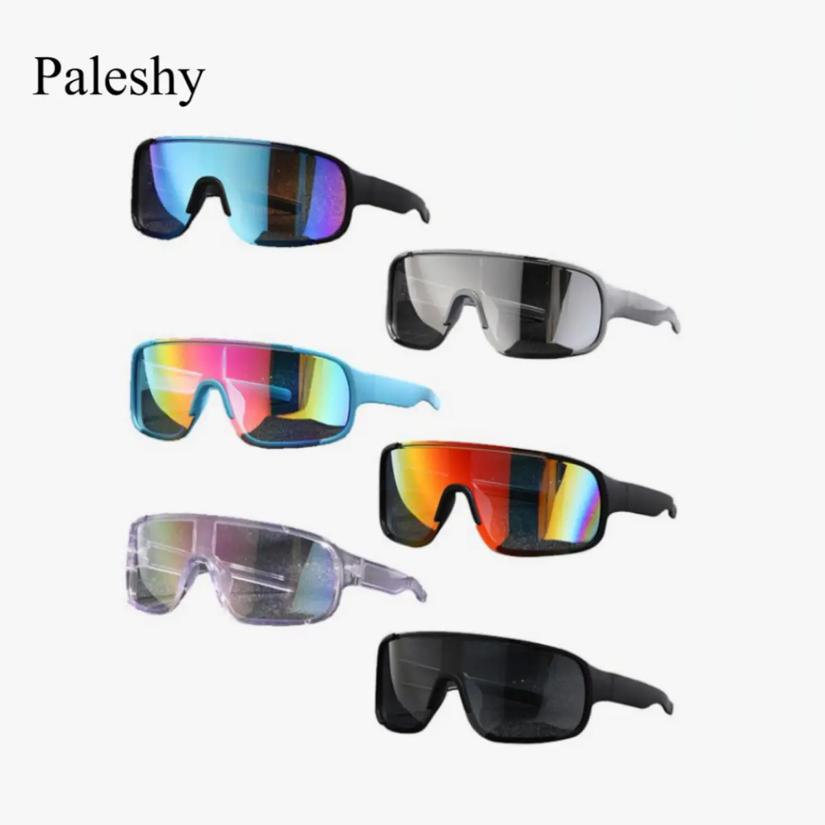 Paleshy 6-Pack Men's Bike Sunglasses, Lightweight Full-Rim Statement Frame Sports Shades with UV400 Protection, Outdoor Safe for Bikes, Hiking/Cycling, Fashion Eyewear Accessories, Uv400 Lens, Eye-Friendly