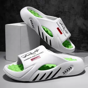 Men's Beach Slippers - Comfortable Soft EVA Insoles Non-Slip Odor-Resistant Outdoor Beach Street Leisure Wear Casual Women Black Footwear Boy Flipflop Slide Tsinelas White slides Bedroom Walking Parent casual non slip slipper(Sheets)