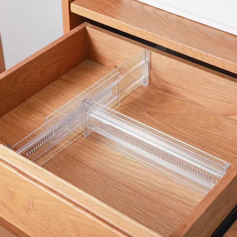 Expandable Drawer Divider, 6/8 Counts Adjustable Clear Drawer Divider, Home Organizer for Kitchen Utensils, Tableware, Clothes, Makeup, Home Supplies, Boxes, Desk Drawer Dividers