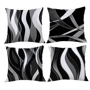 4 sets of ultra-soft black and white abstract decorative throw covers | Decorative pillow covers, zipped closure, machine washable, suitable for living room, bedroom, sofa, car decoration, seat cushion covers (only includes the cover, not including the pi