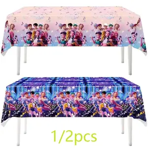 Hunter Girl Party Tablecloth, K-Pop Fan Waterproof Disposable Table Cover, Party Decorations, Birthday & Event Supplies, Perfect Gift
