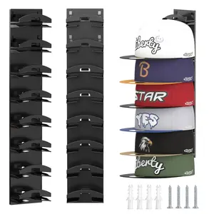 Wall-mounted multi-level hat storage rack 2 sets Can hold up to 16 hats. Hanging storage rack suitable for closet doors and wall decorations. Black Organiser Hat Hanger Organizer