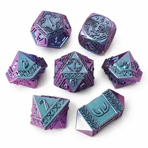 SVOPES Tzolkin Metal DND Dice Set, 7-Piece Polyhedral RPG Dice for Dungeons & Dragons and Tabletop Roleplaying Games, Heavy Zinc Alloy Mayan Aztec Inspired Dice with Collector Box