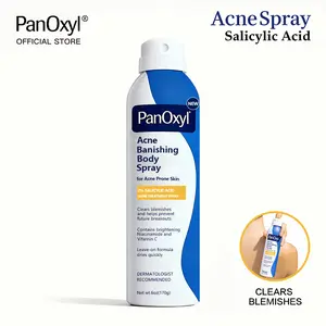 [PanOxyl official] PanOxyl Acne Banishing Body Spray with 2% Salicylic Acid, Pimple Treatment Spray to Clear Stubborn Breakouts, 360-Degree Spray Nozzle, Skin-Brightening Niacinamide, Vitamin C, Witch Hazel, Aloe, 6 Oz